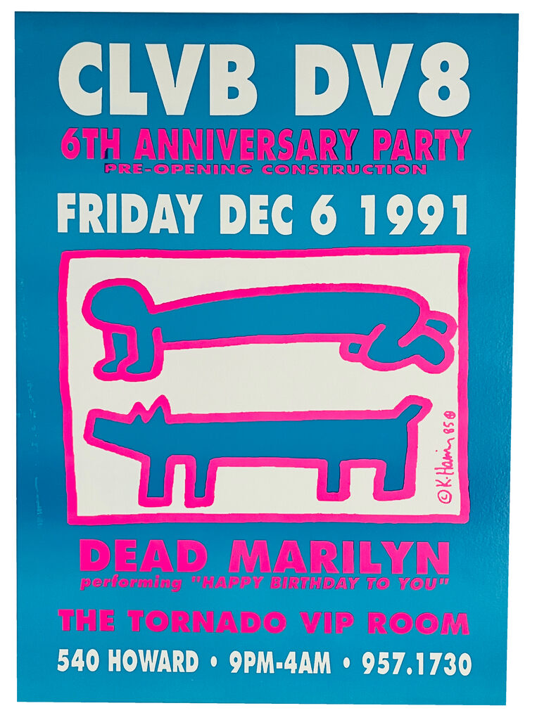 Keith Haring Club DV8 poster 1991 (Keith Haring balloon dog), image 1