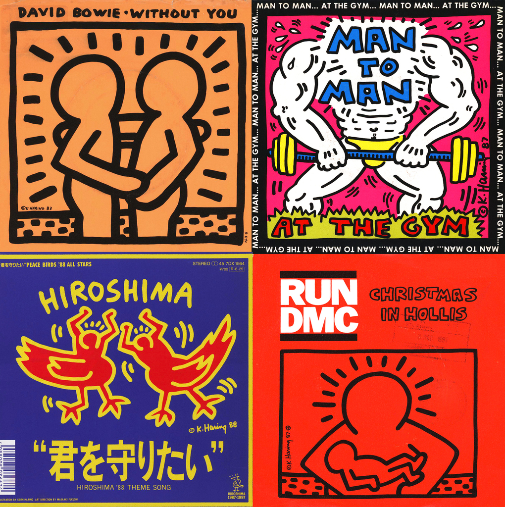 Keith Haring, Original Keith Haring Record Art: set of 4 (1980s Keith Haring album cover art), 1983-1988
