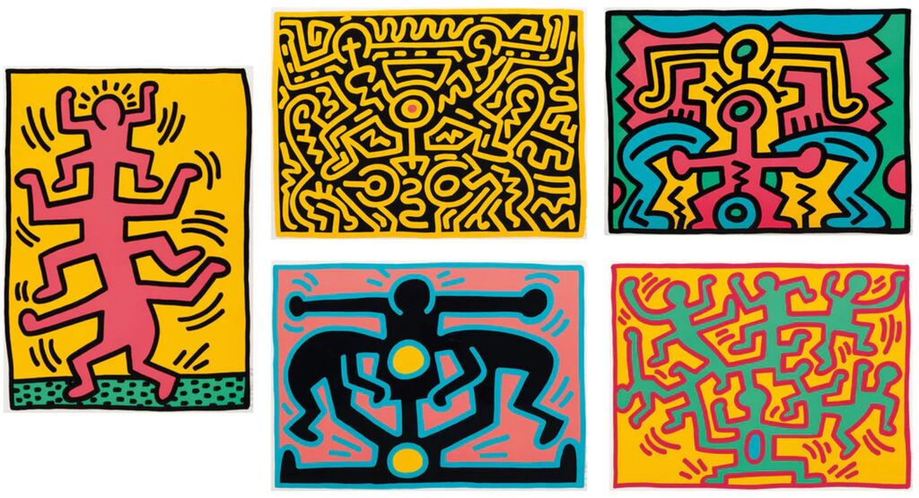 Keith Haring, Growing Suite Portfolio (مجموعة من 5 مطبوعات), 1988