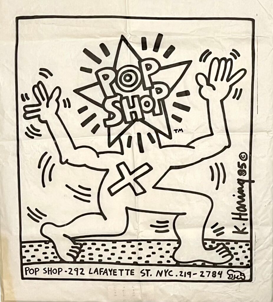 Keith Haring, Original Keith Haring Pop Shop bag (vintage Keith Haring Pop Shop), ca. 1986