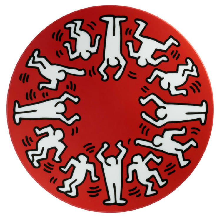 Keith Haring, Keith Haring " White on Red" plate, 2021