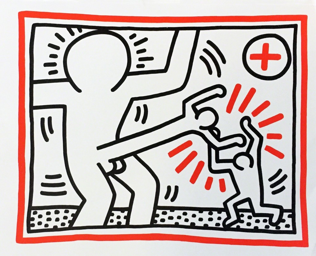 Keith Haring, Keith Haring 1985 announcement (Haring Cockfight), 1985