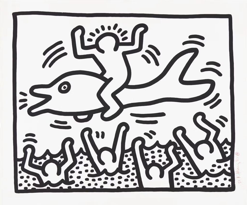 Keith Haring, Man on Dolphin, 1987