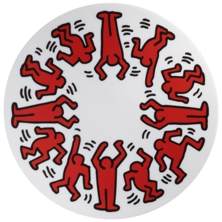 Keith Haring, Keith Haring "Red on White" plate, 2021