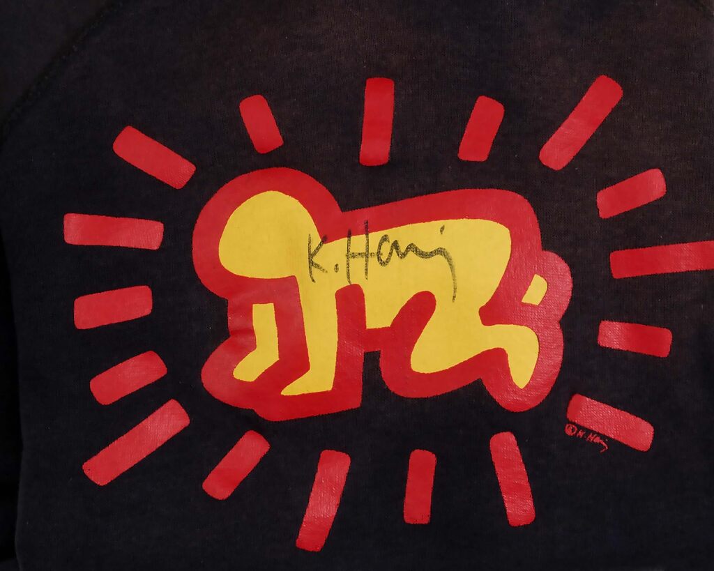 Keith Haring, Signed Keith Haring Pop Shop sweatshirt c.1986 (Keith Haring Radiant Baby), ca. 1986
