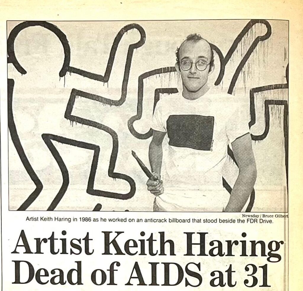 Keith Haring Death 1990 (NY Newspaper articles announcing Haring’s death), image 1