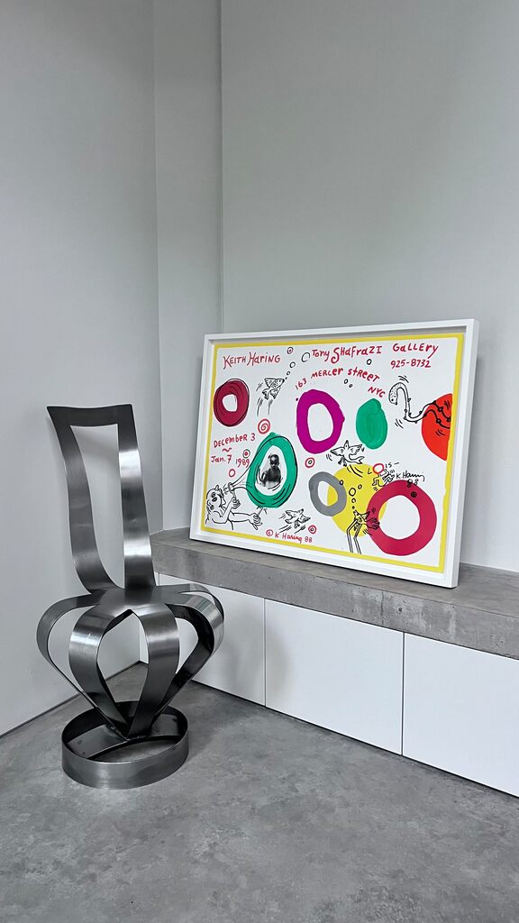 Keith Haring, Keith Haring at Tony Shafrazi Gallery (SIGNED Exhibition poster, with drawing), 1988