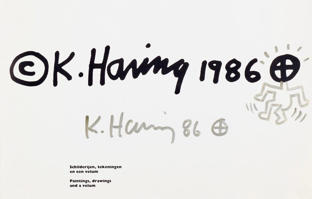 Keith Haring, Keith Haring Stedelijk Museum drawing & catalogue (signed Keith Haring drawing), 1986