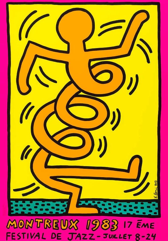 Keith Haring, Montreux Jazz Festival Print (Pink), 1983