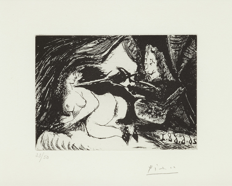 Pablo Picasso, Peintre peignant la nuque de son jeune modéle, 26.06.68 I, 1968