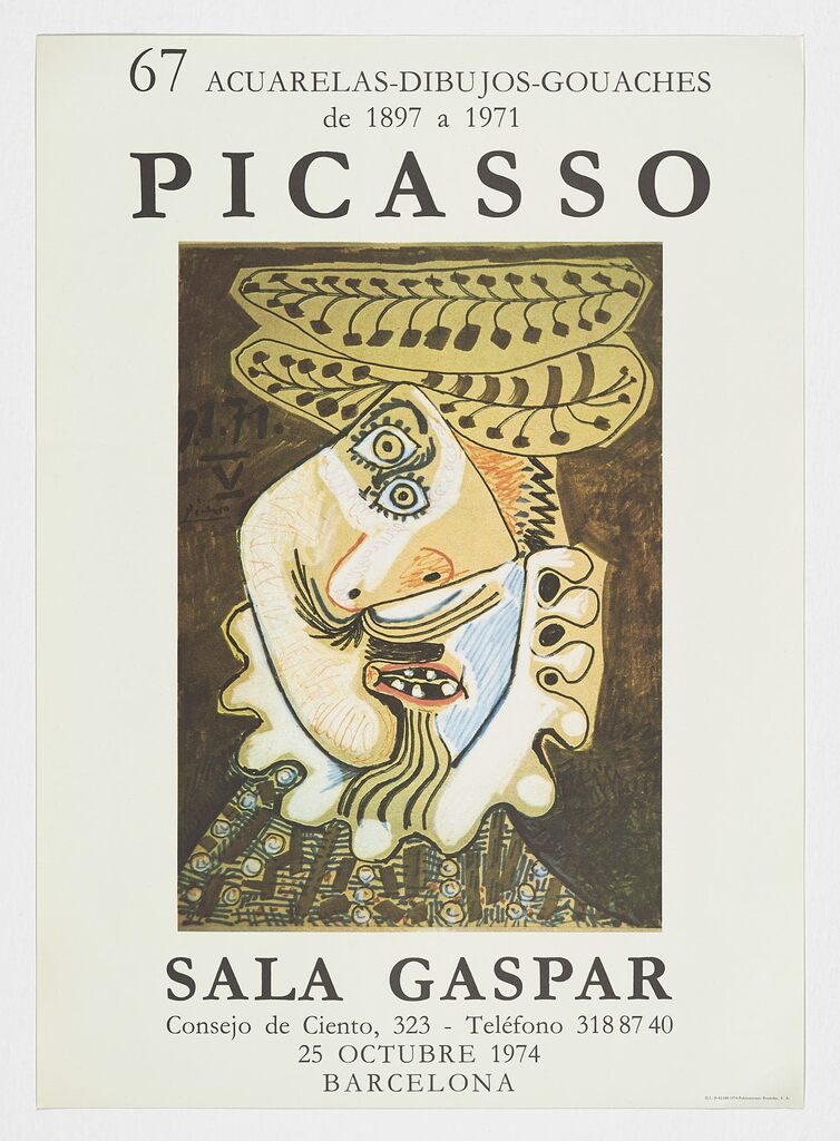 Pablo Picasso, 67 Acuarelas-Dibujos-Gouaches de 1897 a 1971 (exhibition poster), 1974