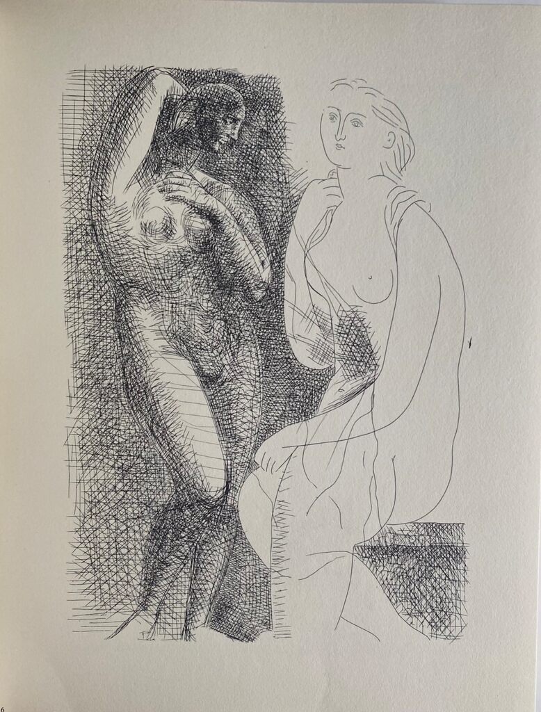 Femme nue devant une statue, image 1