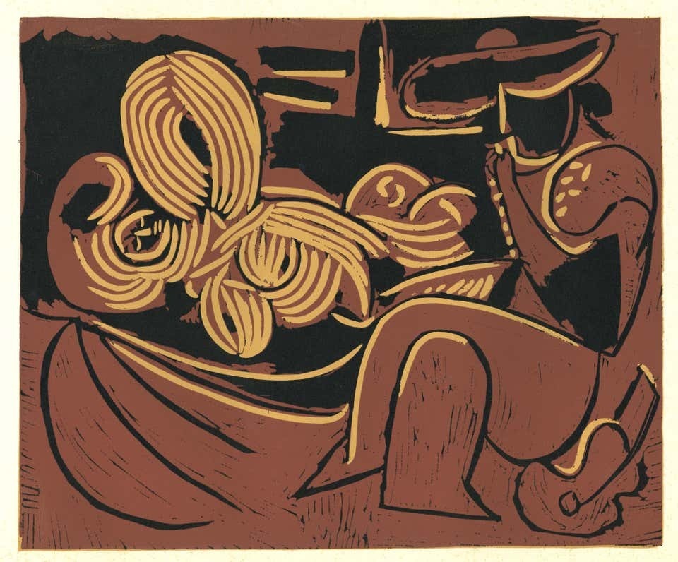 Pablo Picasso, Femme Couchée et Homme à la Guitare, 1962