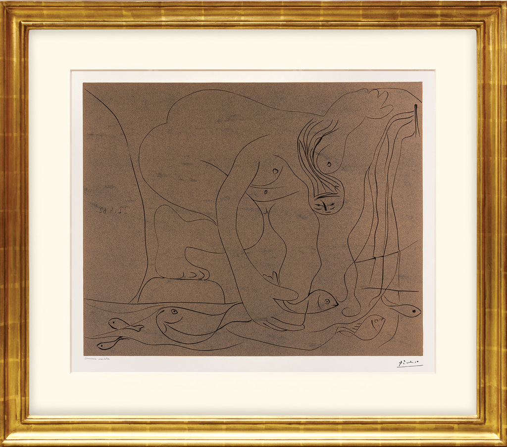 Pablo Picasso, Femme nue pêchant des truites à la main. (Nude Woman Fishing for Trout by Hand.), 1962