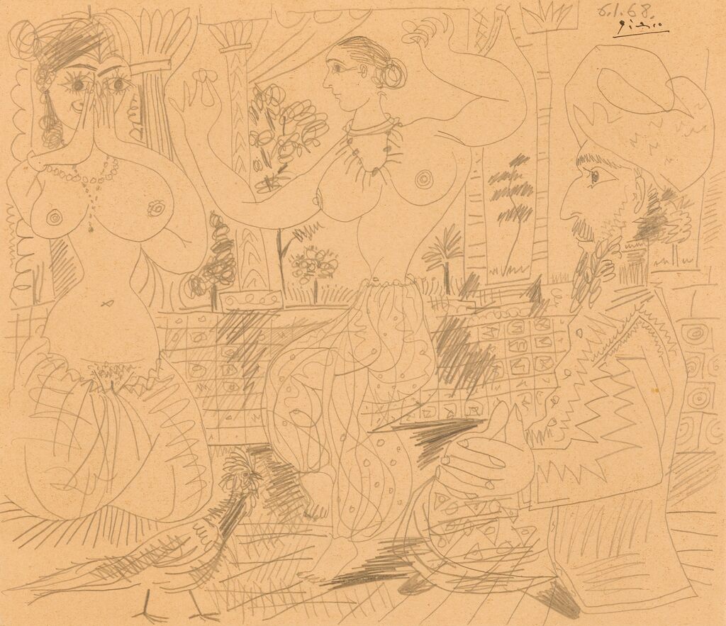 Pablo Picasso, Deux danseuses et oriental, 1968