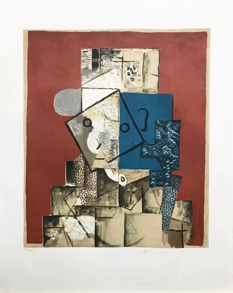 Pablo Picasso, Visage Sur Fond Rouge (Marina Picasso Estate hand signed lithograph), 1979-1982