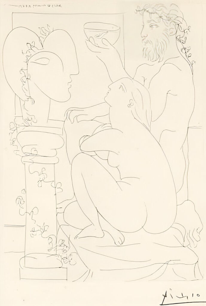 Pablo Picasso, Sculpteur Avec Coupe et Modele Accroupi, 1933
