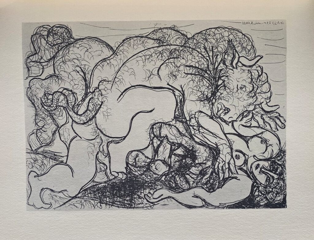 Pablo Picasso, Minotaure amoureux d'une femme-centaure, 1956