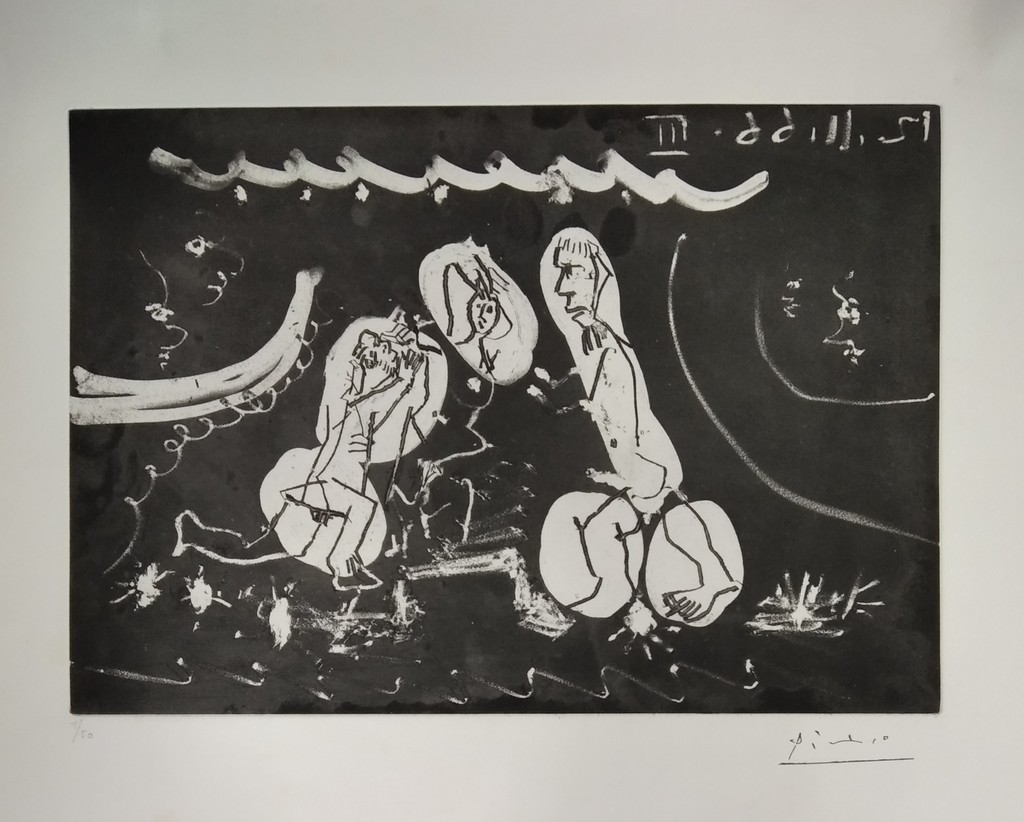 Sous les feux de la rampe: Femme nue entre deux hommes, image 1