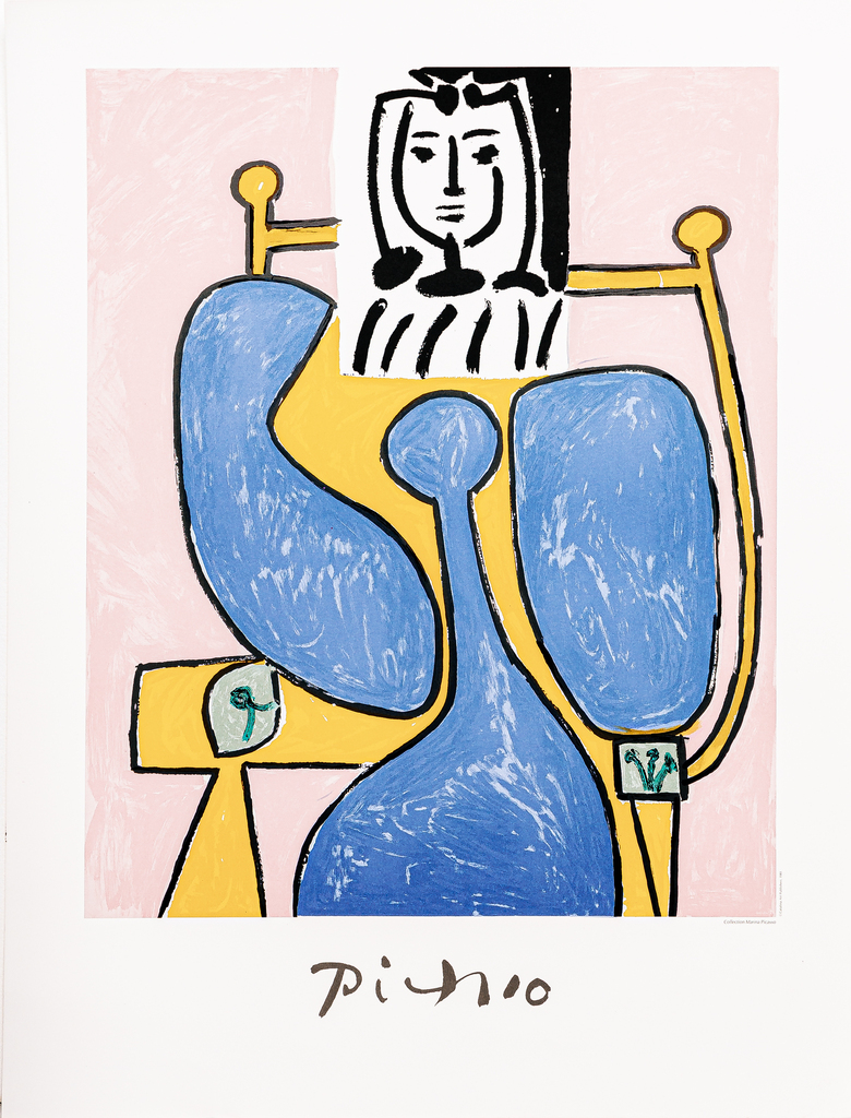 Pablo Picasso, #Femme Assise a la Robe Bleu, 1949