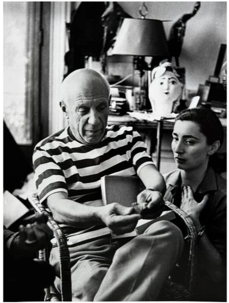 Pablo Picasso, Pablo Picasso showing Jacqueline a small sculpted head, Vallauris, 1961