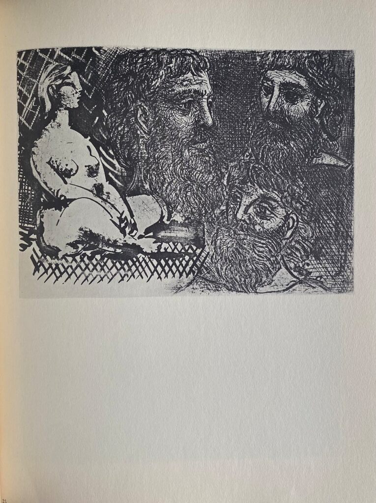 Pablo Picasso, Marie-Thérèse en idole et trois grecs barbus, 1956
