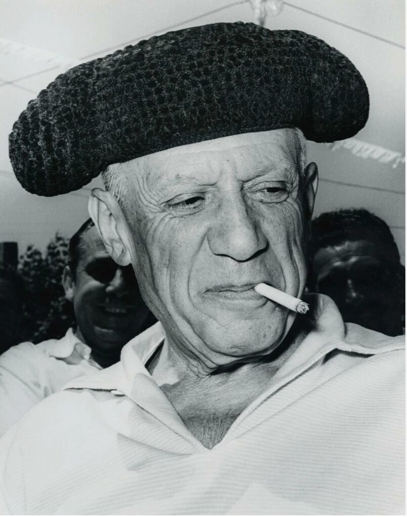 Pablo Picasso, Pablo Picasso wearing a bullfighter's hat, 1954