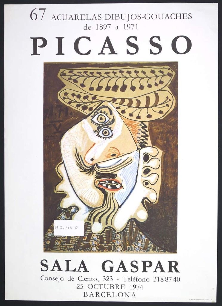 Pablo Picasso, Picasso Vintage Exhibition Poster in Barcelona Sala Gaspar, 1974
