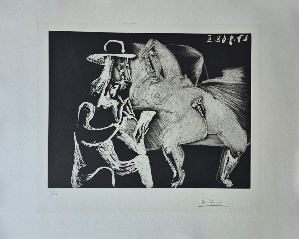 Pablo Picasso, Homme au Chapeau dessinant à Côté d'une Femme offerte, from Séries 347, 1969