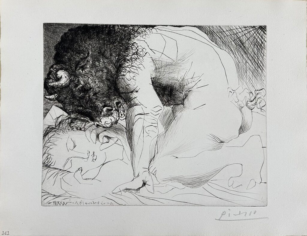 Minotaure caressant du mufle la main d’une dormeuse, image 1