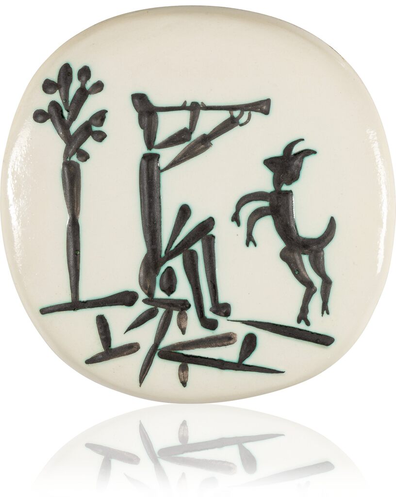 Pablo Picasso, Joueur de flûte et chèvre (A.R. 382), 1956