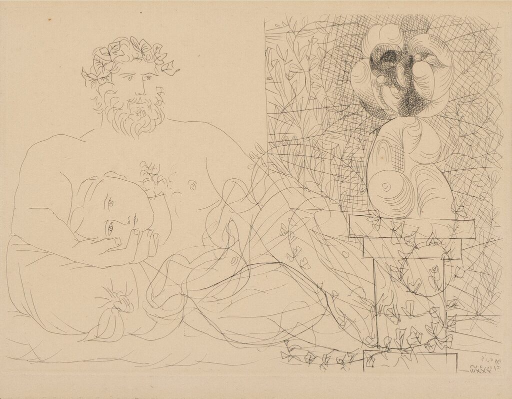 Pablo Picasso, Le repos du sculpteur et la sculpture surréaliste, from La Suite Vollard, 1933-published 1939