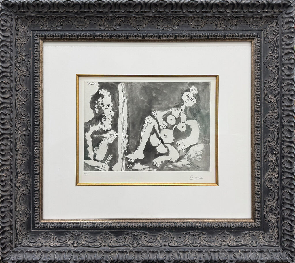 Pablo Picasso, Peintre, et Modèle Avec un Noeud Dans Les Chevaux, c. 1964