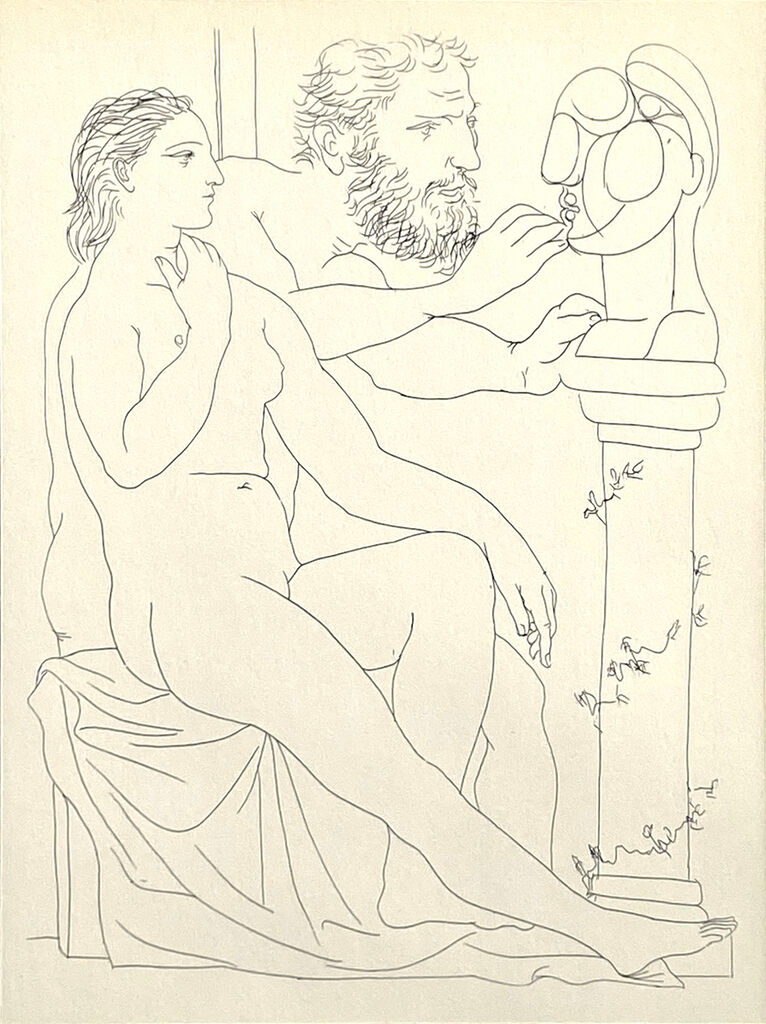 Pablo Picasso, Sculpteur, Modèle et Buste sculpté (after Plate 38 from La Suite Vollard), 1956