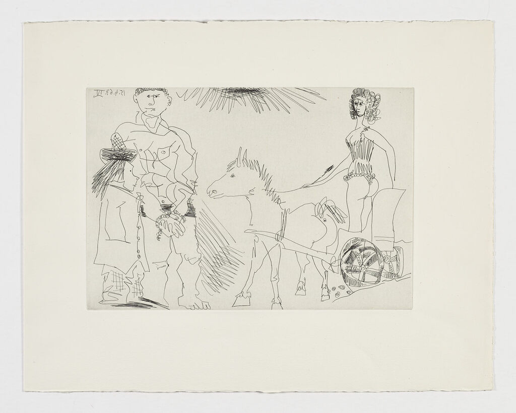 Pablo Picasso, Circus Scene with a Horsewoman on a Cart Drawn by a Donkey, 1966