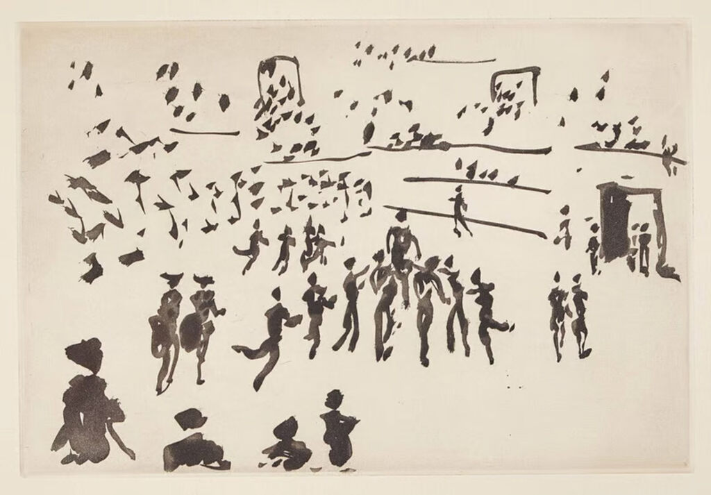 Pablo Picasso, El torero sale en hombros de los aficionados, 1959