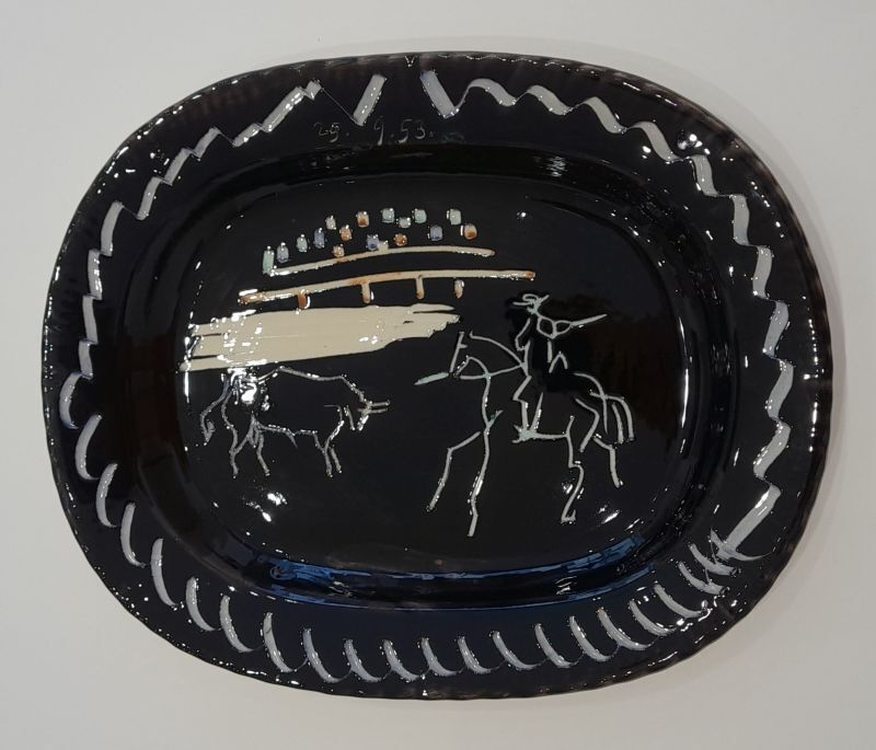 Pablo Picasso, Corrida on black ground, 1953