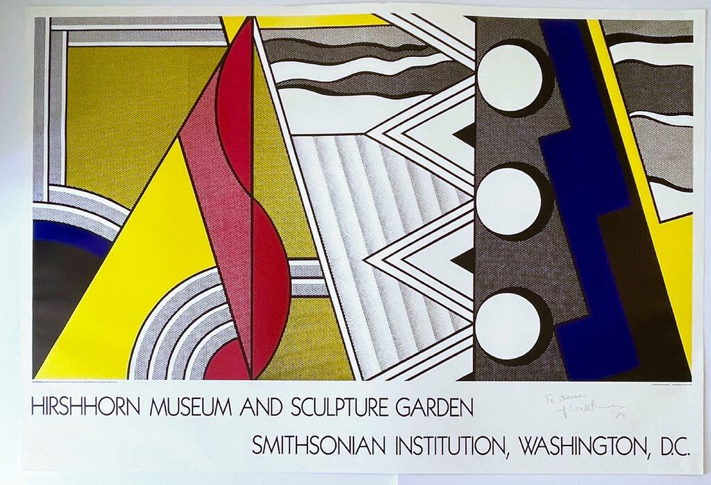 Roy Lichtenstein, LARGE!! Roy Lichtenstein - 1987 Hirshhorn Museum poster  (Hand signed and inscribed to Oscar by Roy Lichtenstein), 1988