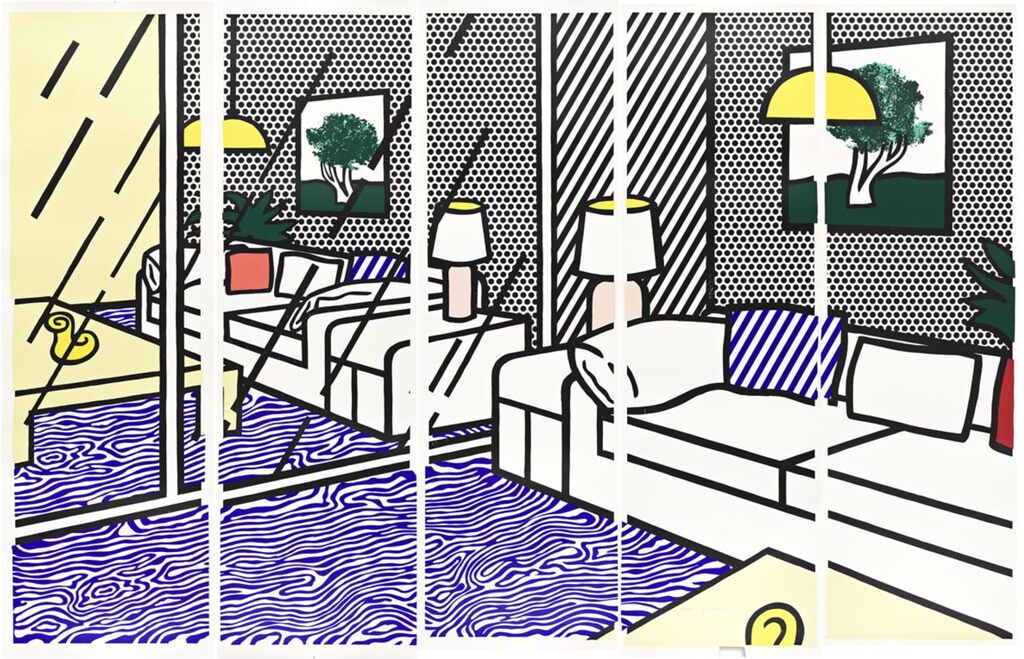 Wallpaper with Blue Floor Interior, image 1