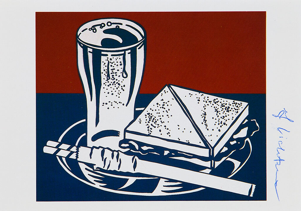 Roy Lichtenstein, Sandwich and Soda (Invitation Card), ca. 1964