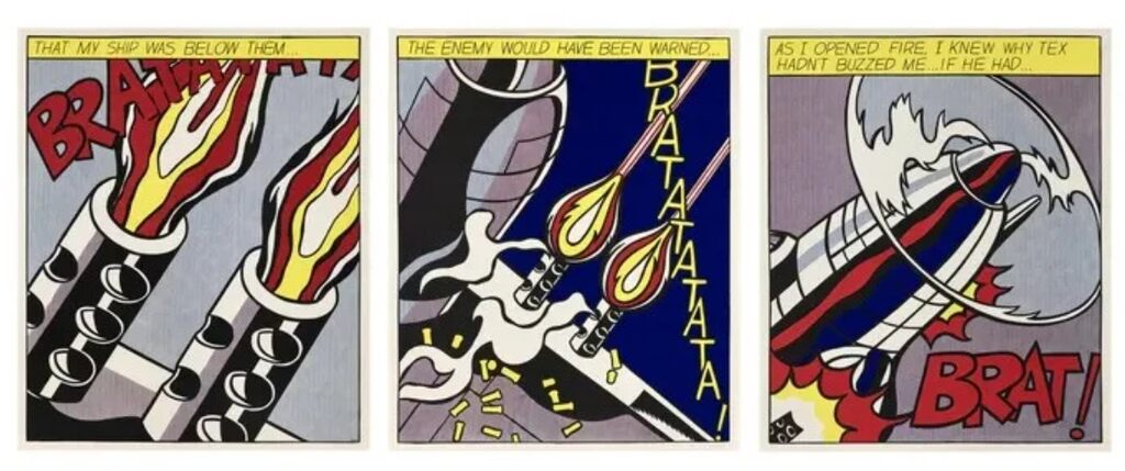 Roy Lichtenstein, As I Opened Fire (triptych), 1966