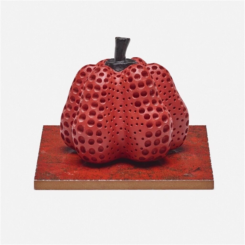Yayoi Kusama, Yayoi Kusama - Original hand signed Pumpkin Sculpture (Red), 1998