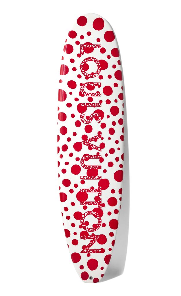 Yayoi Kusama, White & Red Infinity Dots Surfboard, 2012