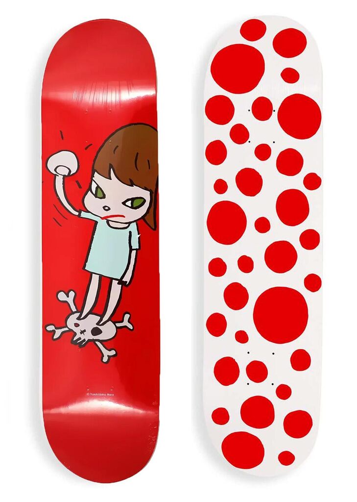 Yayoi Kusama, Yayoi Kusama Yoshitomo Nara Skateboard decks (MoMa), ca. 2017